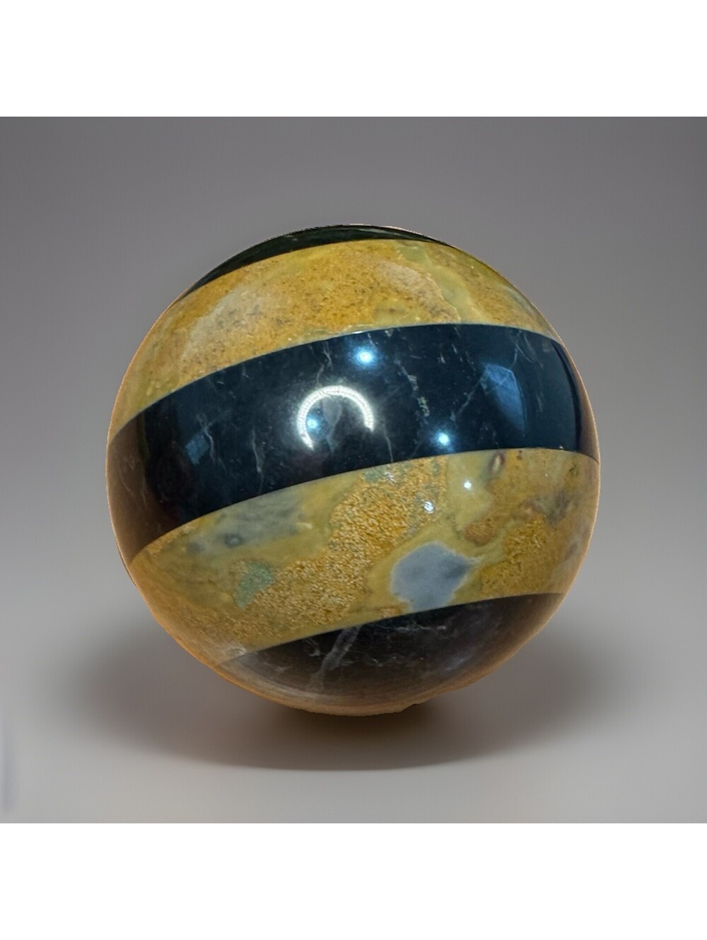 Vintage 20th Century Marble Stone striped Orb Ball